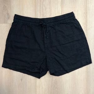 NWOT Old Navy Large Casual Black Shorts Linen/Rayon Blend Pull On Drawstring L